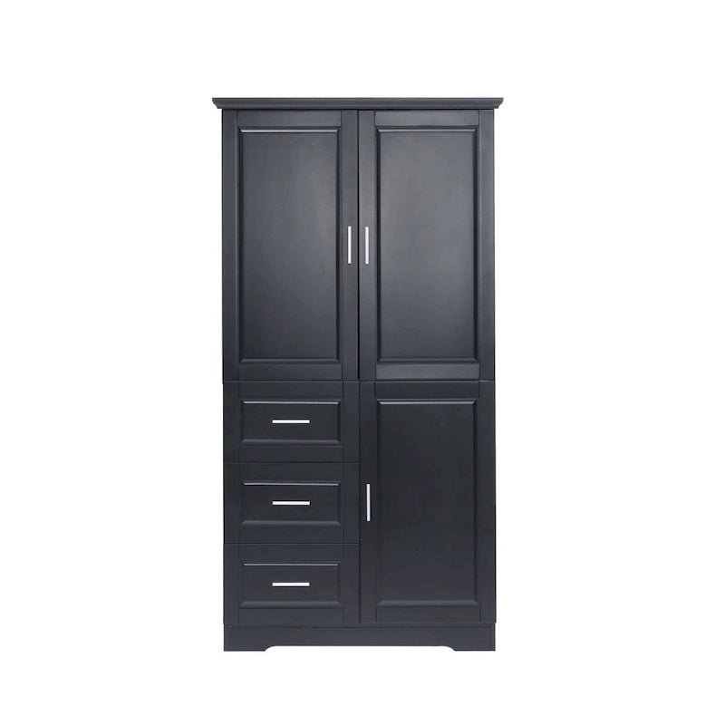 Tall and Wide Storage Cabinet with Doors for Bathroom/Office Three Drawers Grey/White/Black