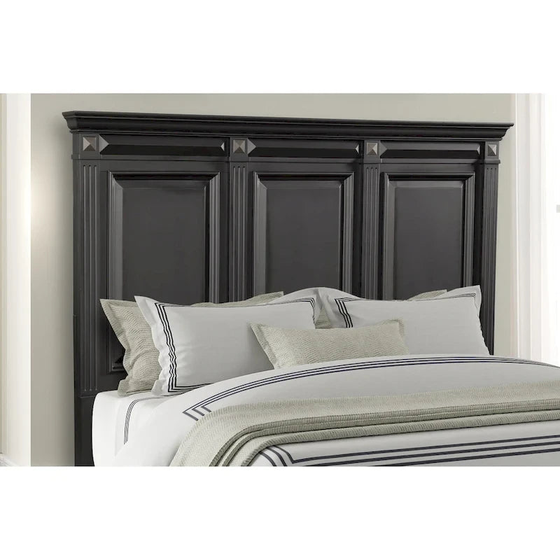 Renova Vintage Black Wood Panel Bedroom Set