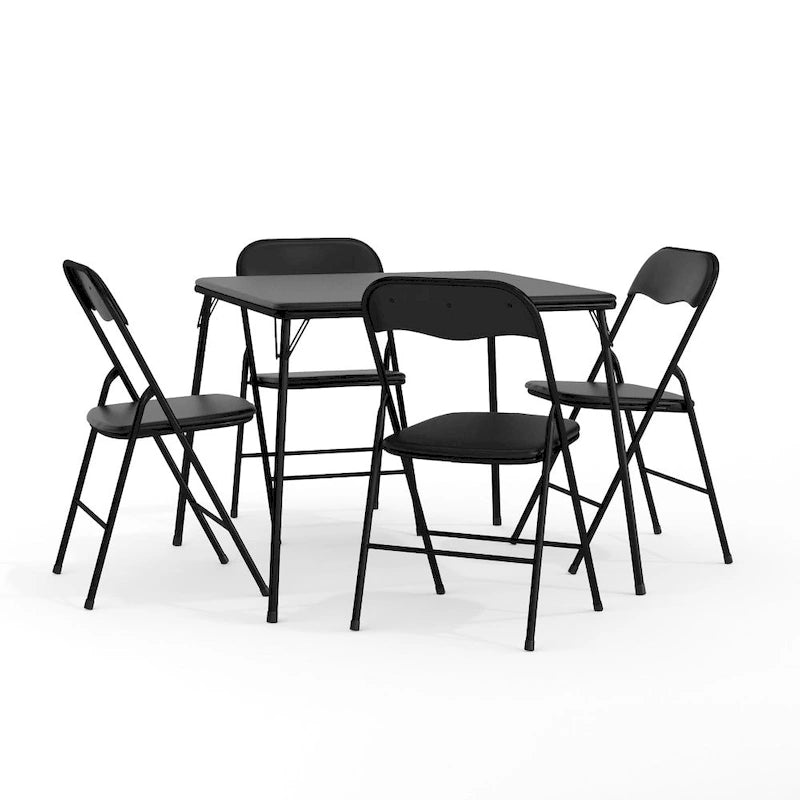 5 Piece Folding Card Table and Chair Set with Upholstered Table Top - 33.5W x 33.5D x 27.75H