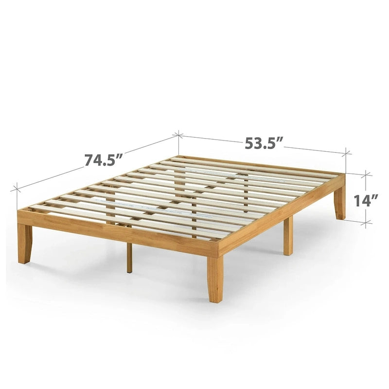 14-inch Natural Solid Wood Platform Bed