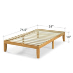 14-inch Natural Solid Wood Platform Bed