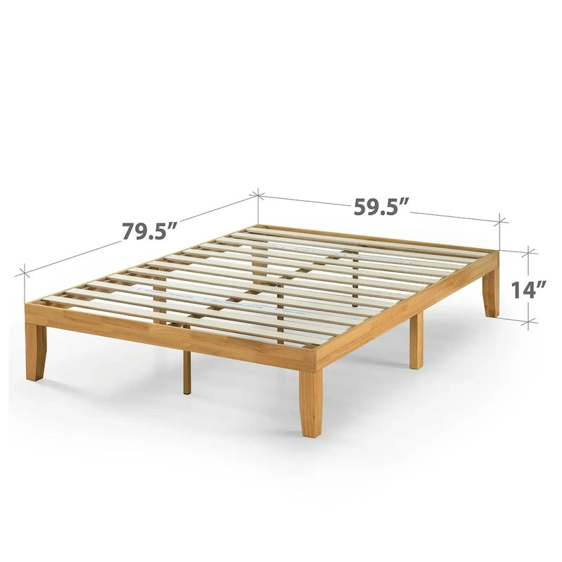 14-inch Natural Solid Wood Platform Bed