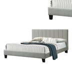 Eve Platform California King Bed, Deep Channel Tufted Light Gray Upholstery