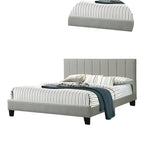 Eve Platform California King Bed, Deep Channel Tufted Light Gray Upholstery