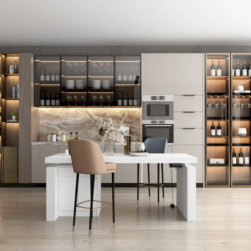 70.9W Dining Table White Adjustable Workstation Modern Office Desk