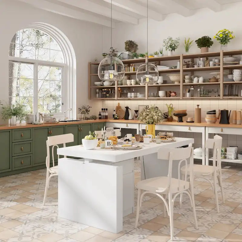 70.9W Dining Table White Adjustable Workstation Modern Office Desk