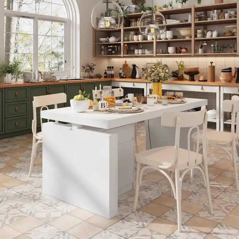 70.9W Dining Table White Adjustable Workstation Modern Office Desk