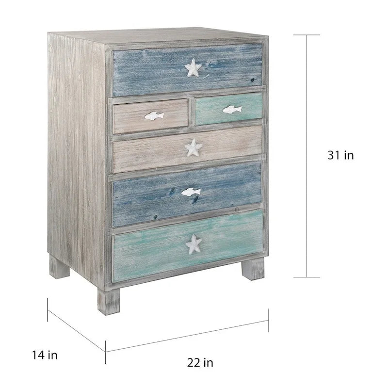 Multi-color Driftwood Nautical 6-drawer Chest