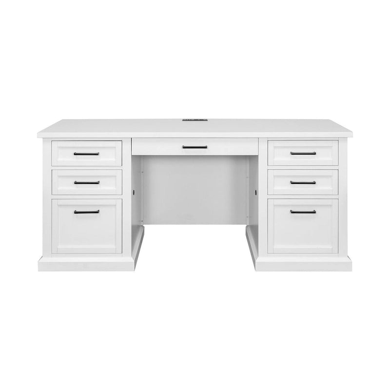Modern Wood Desk, Office Writing Table, Credenza, Fully Assembled, White Finish