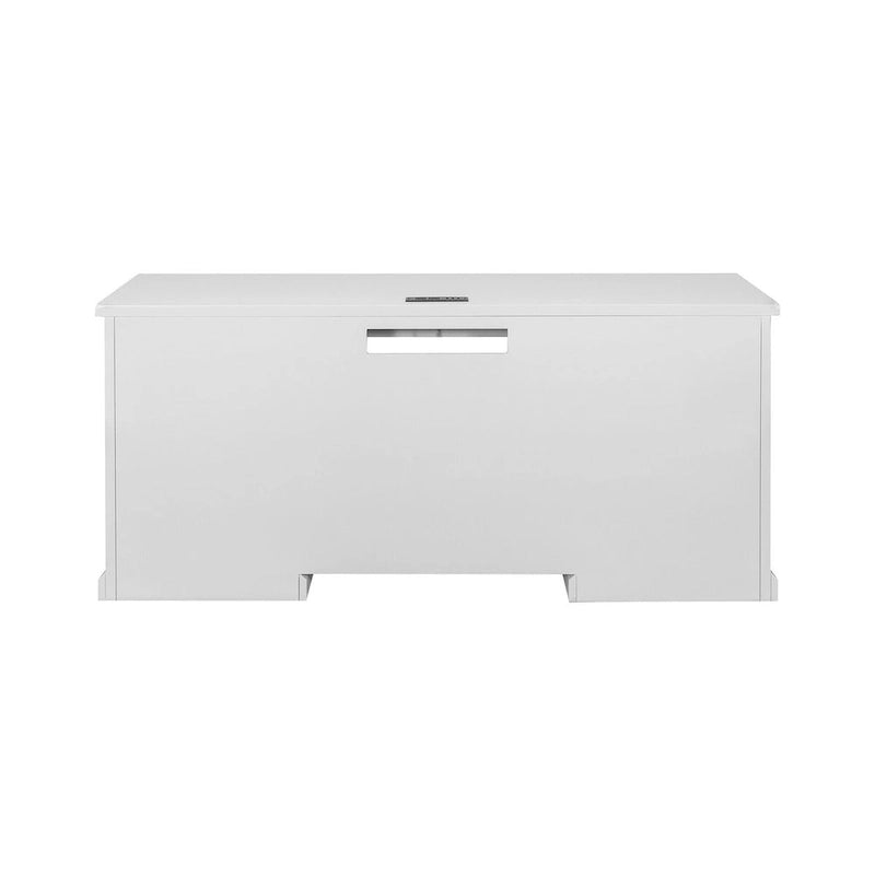 Modern Wood Desk, Office Writing Table, Credenza, Fully Assembled, White Finish
