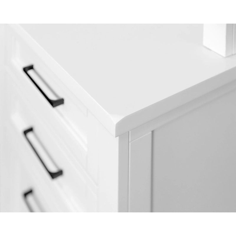 Modern Wood Desk, Office Writing Table, Credenza, Fully Assembled, White Finish