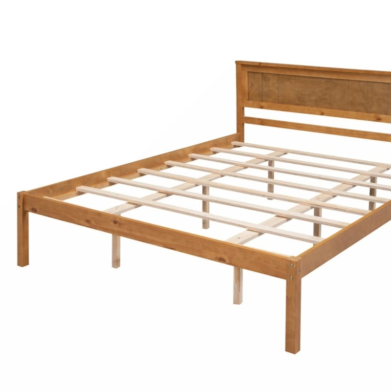 Queen Size Platform Bed Frame with Headboard, Wood Slat Support