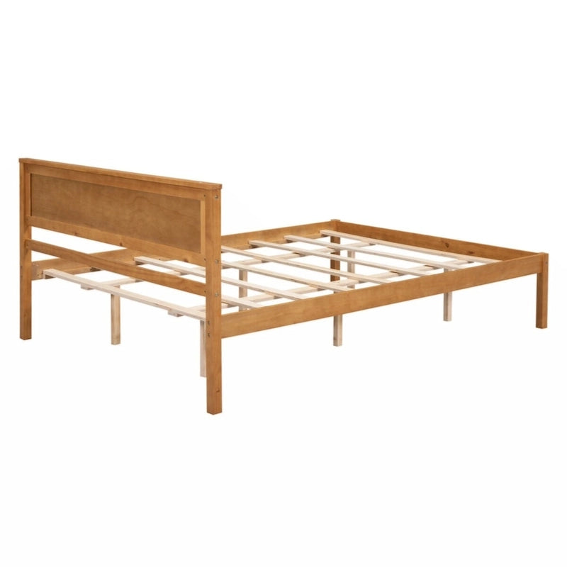 Queen Size Platform Bed Frame with Headboard, Wood Slat Support