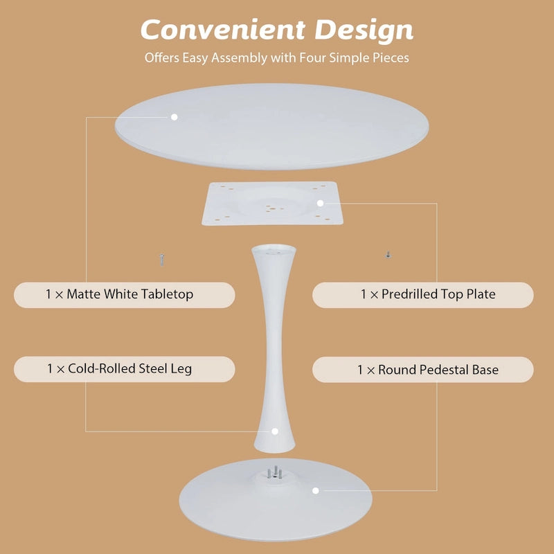 Mid-Century Modern Round Tulip Dining Table