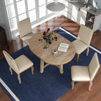 5-Piece Dining Set with Round Extendable Dining Table and Chairs
