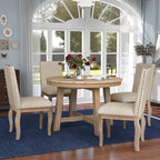 5-Piece Dining Set with Round Extendable Dining Table and Chairs