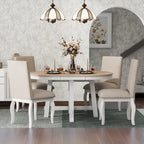 5-Piece Dining Set with Round Extendable Dining Table and Chairs