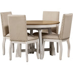 5-Piece Dining Set with Round Extendable Dining Table and Chairs