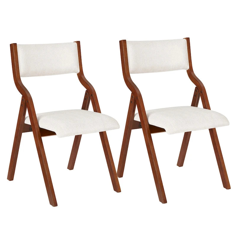 2-Piece Upholstered Folding Dining Chair, Space Saving Wood Chairs