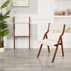 2-Piece Upholstered Folding Dining Chair, Space Saving Wood Chairs