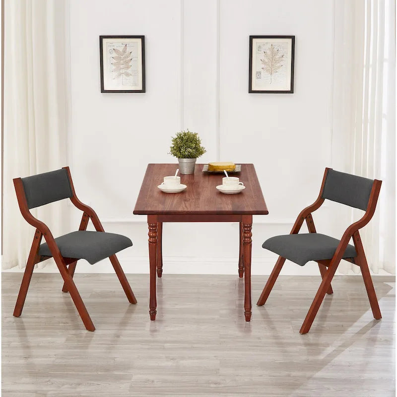 2-Piece Upholstered Folding Dining Chair, Space Saving Wood Chairs