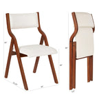 2-Piece Upholstered Folding Dining Chair, Space Saving Wood Chairs