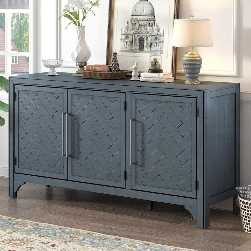 Storage Cabinet Sideboard with 3-door and Adjustable Shelves
