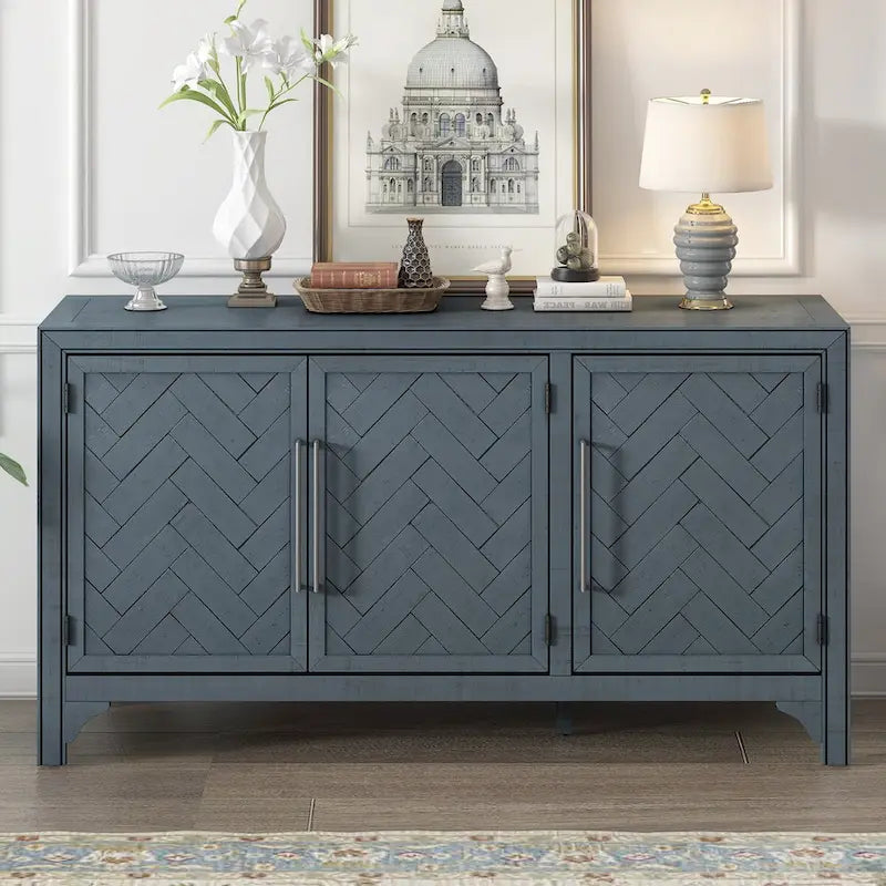 Storage Cabinet Sideboard with 3-door and Adjustable Shelves