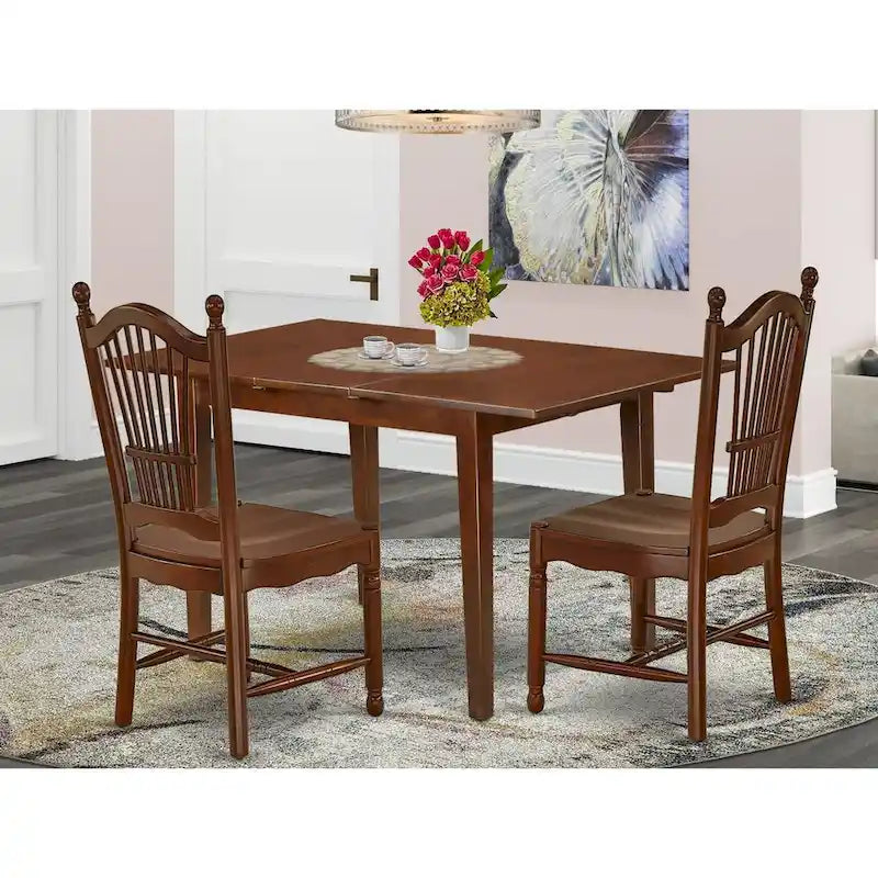 East West Furniture Dining Table Set- a Kitchen Table and Kitchen Dining Chairs, Mahogany(Pieces Options)