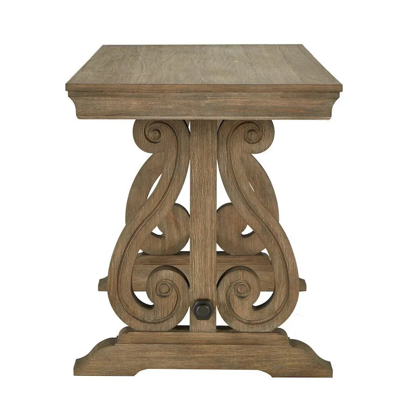 Wire Brushed Wood Oak Finish 1-Drawer Writing Desk