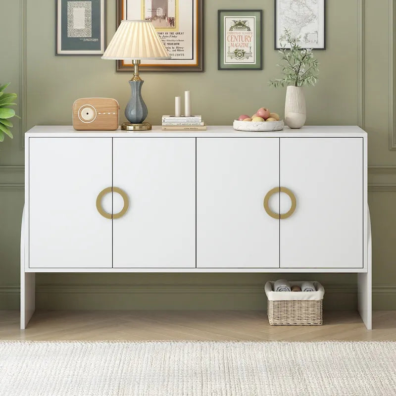 Four-Door Metal Handle Storage Cabinetd for Living room Bedroom