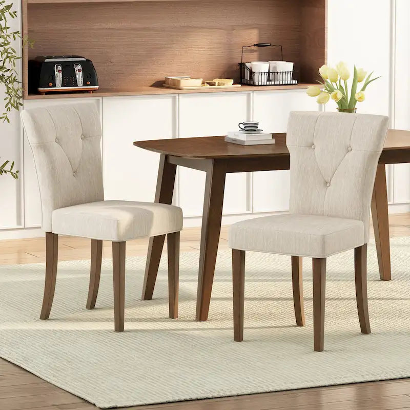 Farmhouse Rubberwood Upholstered Dining Chair (Set of 2)