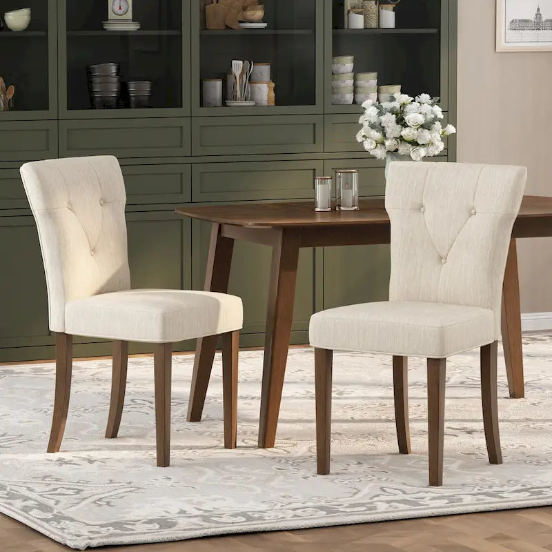 Farmhouse Rubberwood Upholstered Dining Chair (Set of 2)