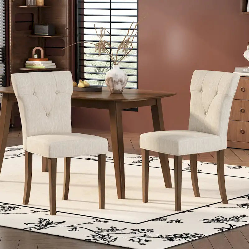 Farmhouse Rubberwood Upholstered Dining Chair (Set of 2)