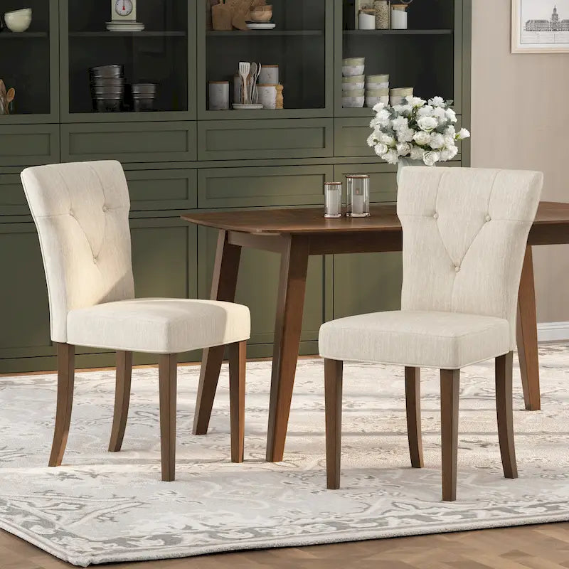 Farmhouse Rubberwood Upholstered Dining Chair (Set of 2)